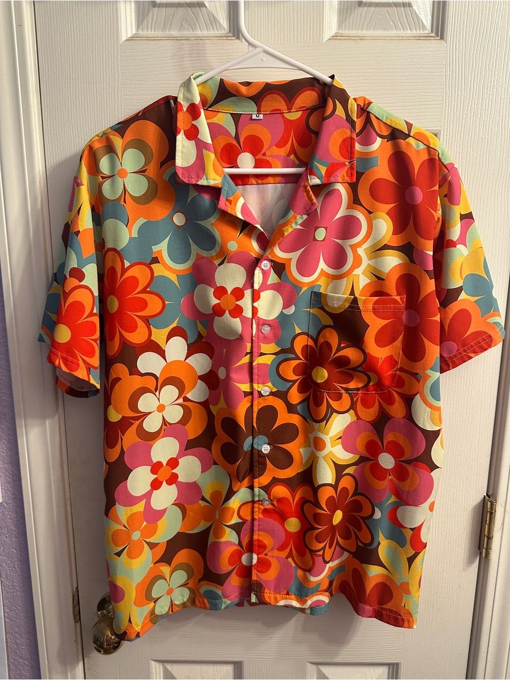 Men's Floral Retro Button-Up Shirt - Multi-Color
